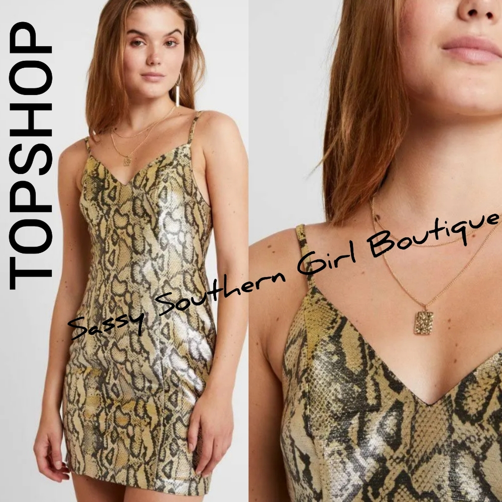 🆕⭐ TOPSHOP metallic snake print mini dress